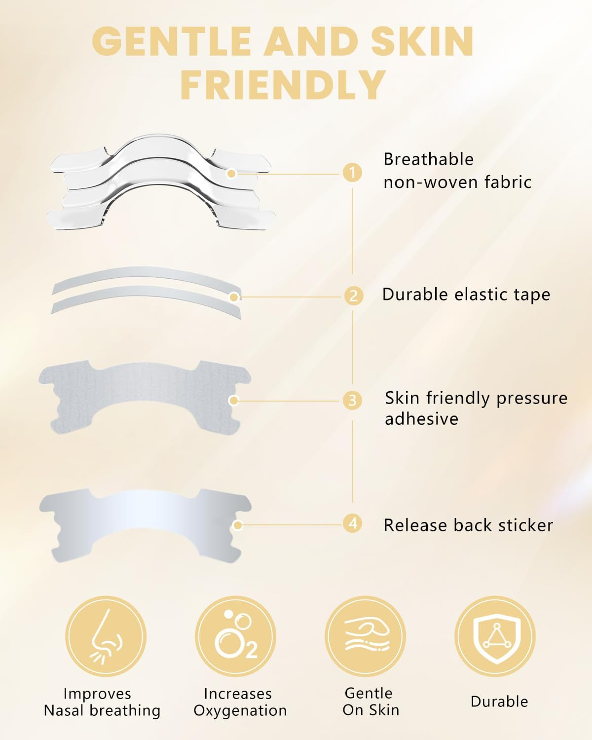 Nasal Strips, Nose Strips for Sleeping (60 Pack, Clear) - Breathe Strips