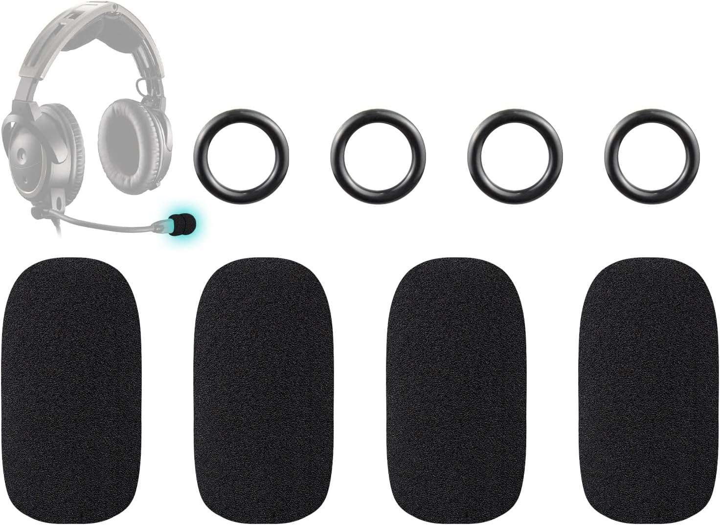 SOULWIT Protective Microphone Foam Cover Pop Filter for Bose Aviation X A10/A20/A30 Headphones, Mic Cover Windscreen with High-Density Foam - Black