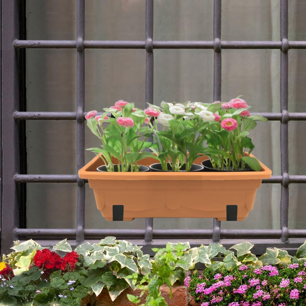 Adjustable Flower Box Bracket, Detachable Planting Box Bracket, Flower Pot Bracket, Hanging Flower Box Bracket, Suitable for Garden Fences, Balconies, Etc (4) image number 4