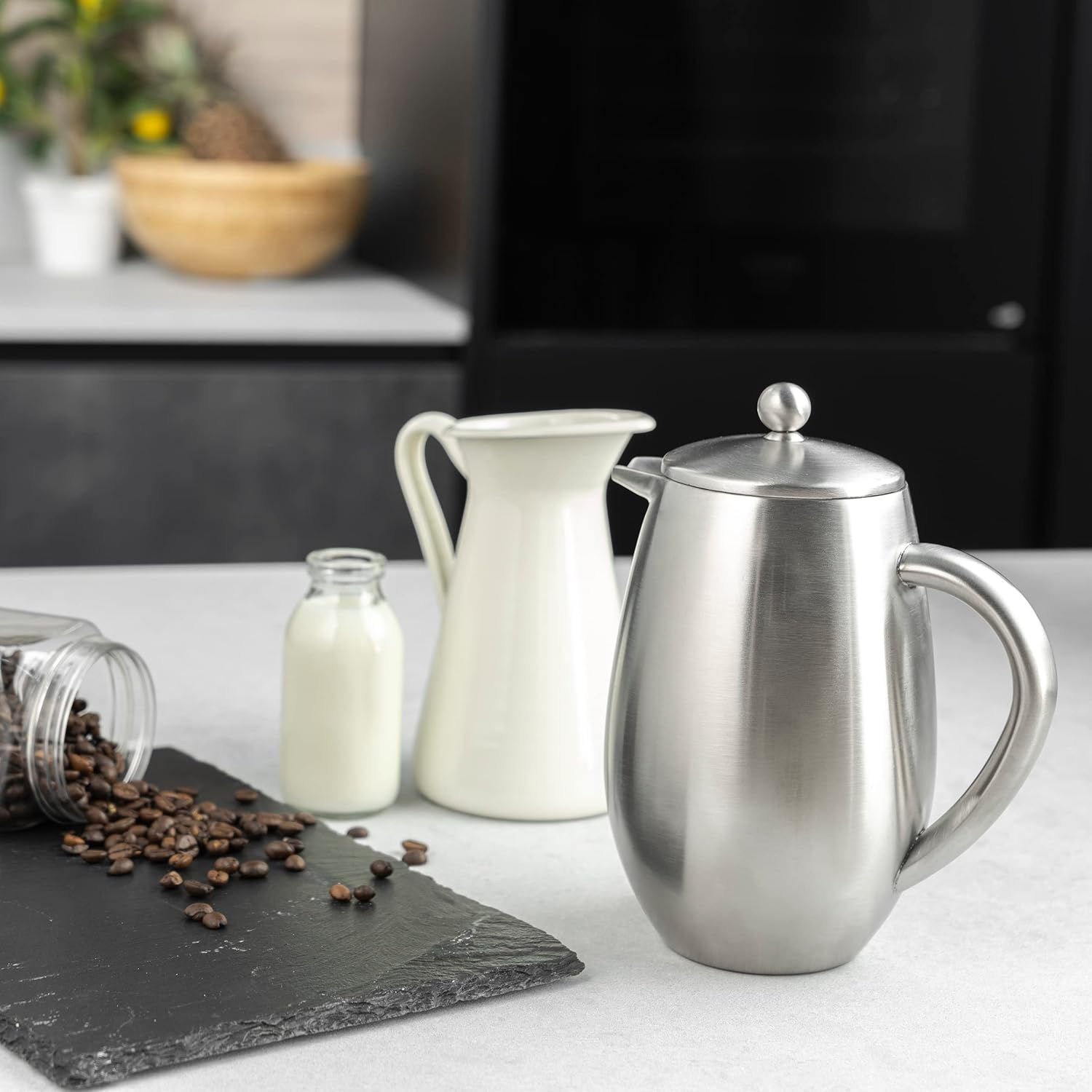 Caf&eacute; Ole 8 Cup Double Walled Bellied Cafetiere Coffee Maker, Mirror, 1 Litre image number 6