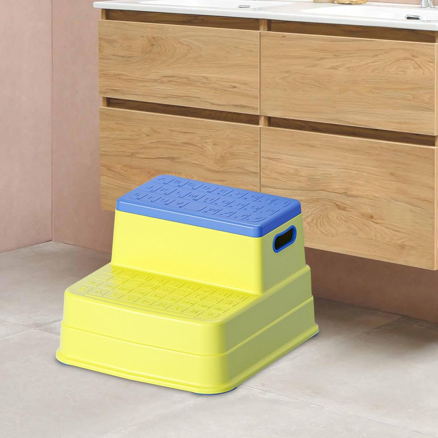 Koolsoo 2 Step Stool for Kids Toddler Step Stool with anti Slip Surface Kitchen Helper Stool Toilet Stool for Toilet Training Potty, Yellow - Yellow image number 6