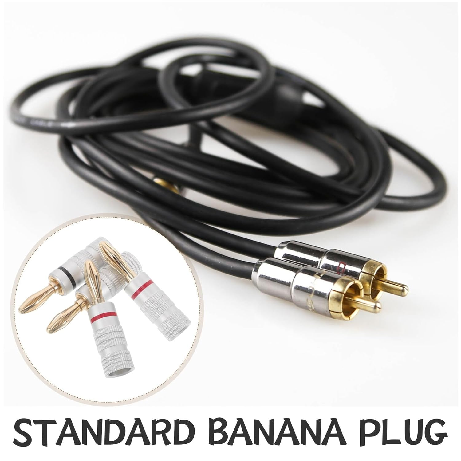 KOMBIUDA 10PCS 4MM Banana Speaker Wire Connectors 5 Black and 5 Red Rings, Solderless Audio Speaker Wire Banana Plugs for Home Theater and Hi-Fi Amplifier Sound Systems image number 4