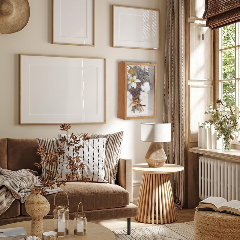 Box Frame, Flower Frame, 3D Picture Frame, Box Picture Frame for Dried Flowers, Crafts, Photos, Money, and Stamps. Great as a Gift for Friends or as Room Decor (Nut-Brown) image number 6