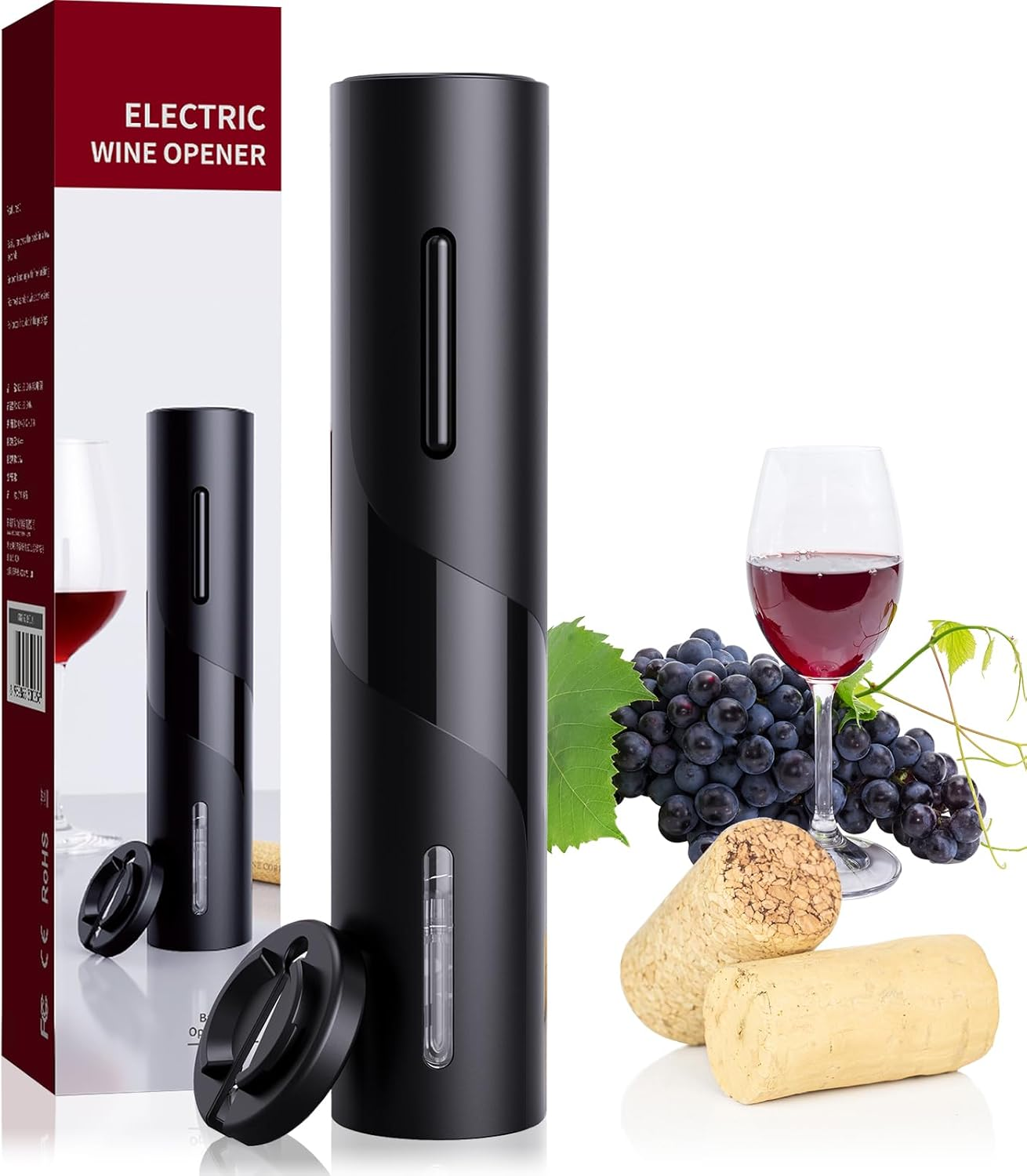 Electric Wine Opener, Battery-Powered, Cork Puller, Foil Cutter Included, Simple Design, Effortless and Enjoyable Wine Cork Removal, Convenient Wine Accessory, Best Choice for Wine Lovers(Black) image number 4