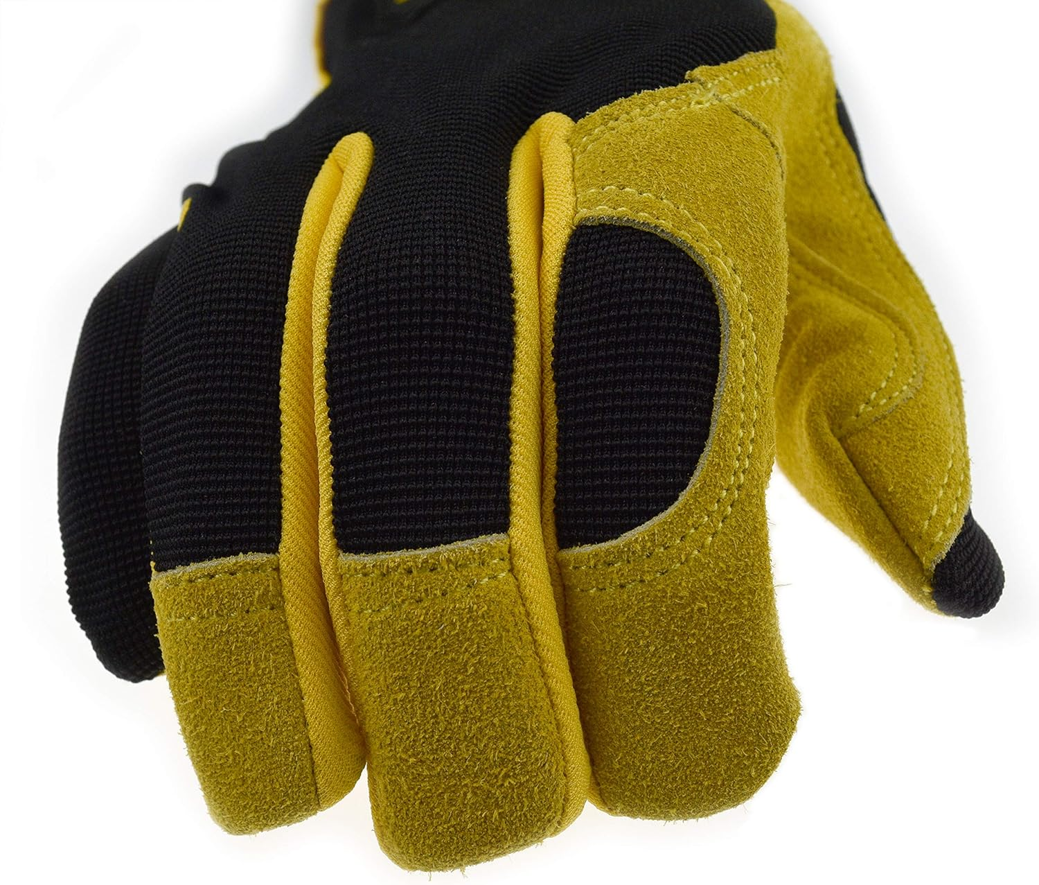 DEWALT Leather Work Gloves for Men - Heavy Duty, Split Cowhide Performance Hybrid Gloves with Slip-On Cuff for Easy Wear image number 4