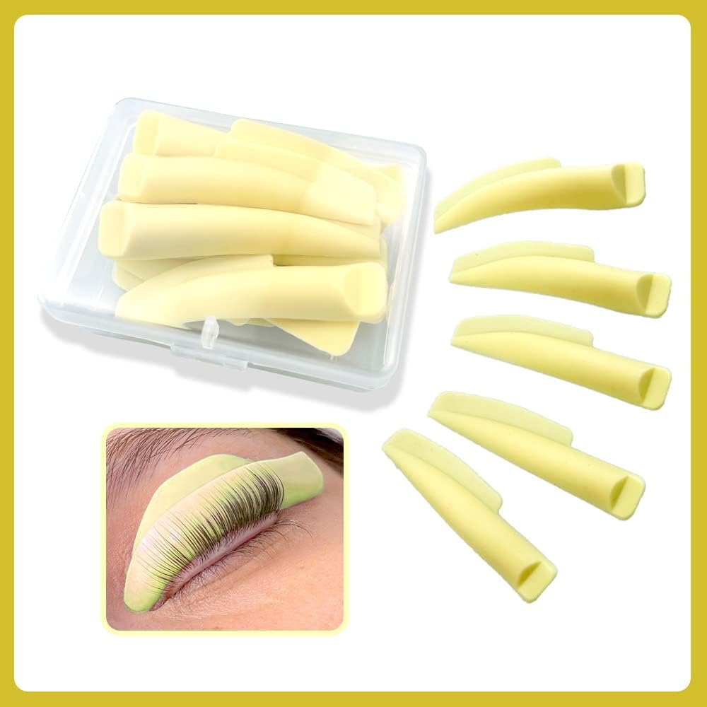 Eyelash Perm Pads Lash Lift Rods Eyelash Perm Silicone Pads 5 Sizes Reusable Soft Lash Lift Pads Shield for Different Length Eyelashes Perfect Lifting (Pale Yellow) - Golden image number 4