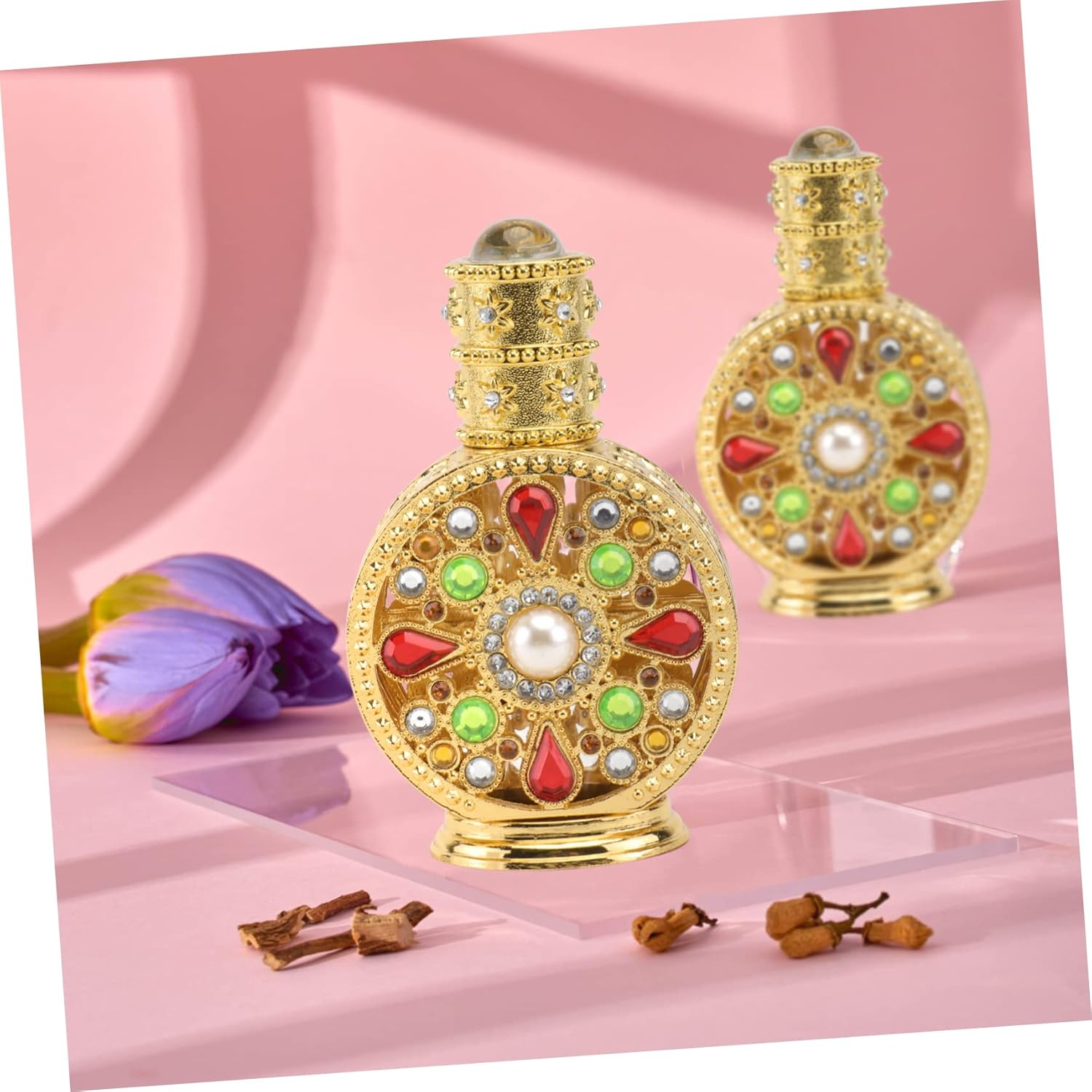 STOBAZA 2Pcs Glass Perfume Bottle Empty Storage Bottle for Essential Oils Inlaid Perfume Holder for Fragrance Decant image number 6