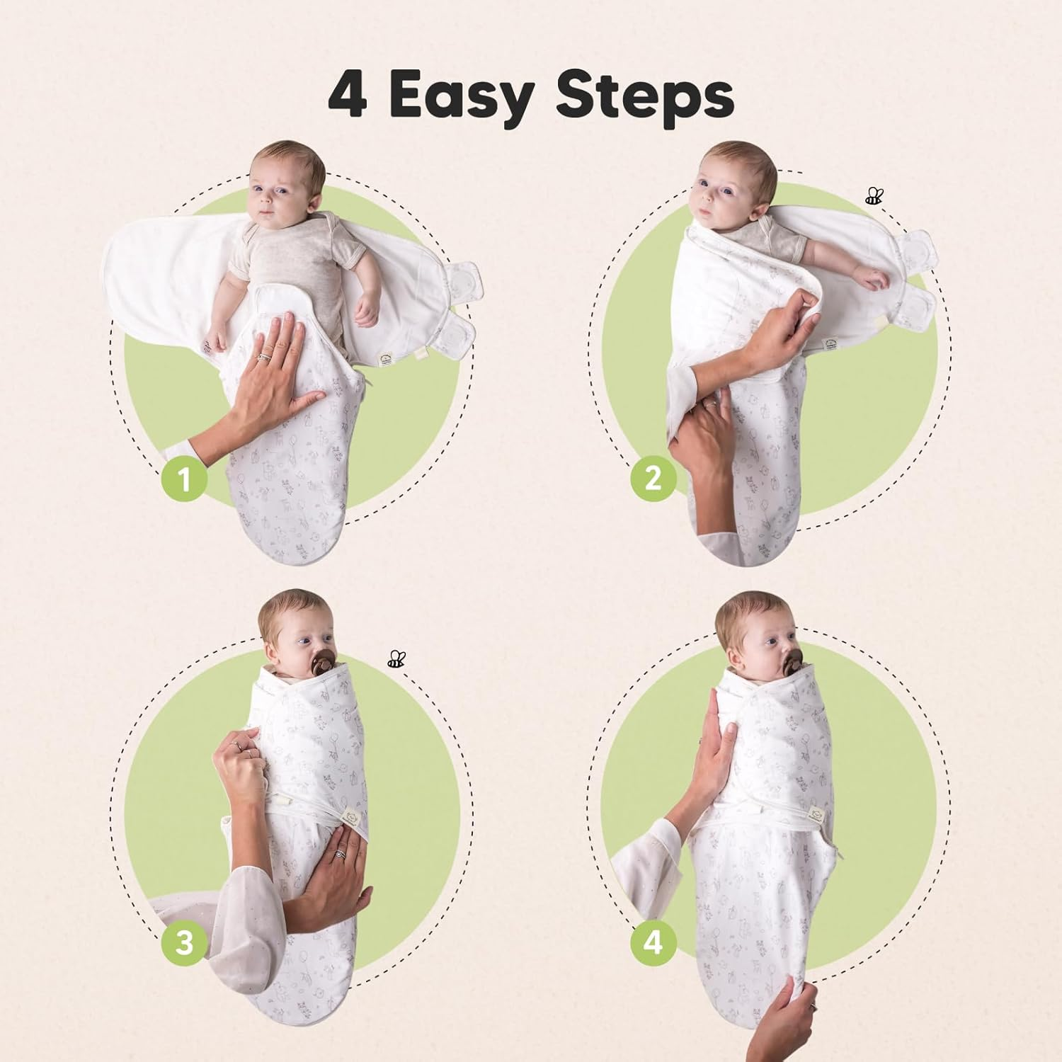 3-Pack Baby Swaddle Wrap with Zipper - Organic Newborn Swaddle, Baby Sleep Sack 3-6 Months, Nursery Swaddles, Easy Nappy Change Zipper Infant Swaddles, Baby Swaddle Blanket (Aspire Large)
