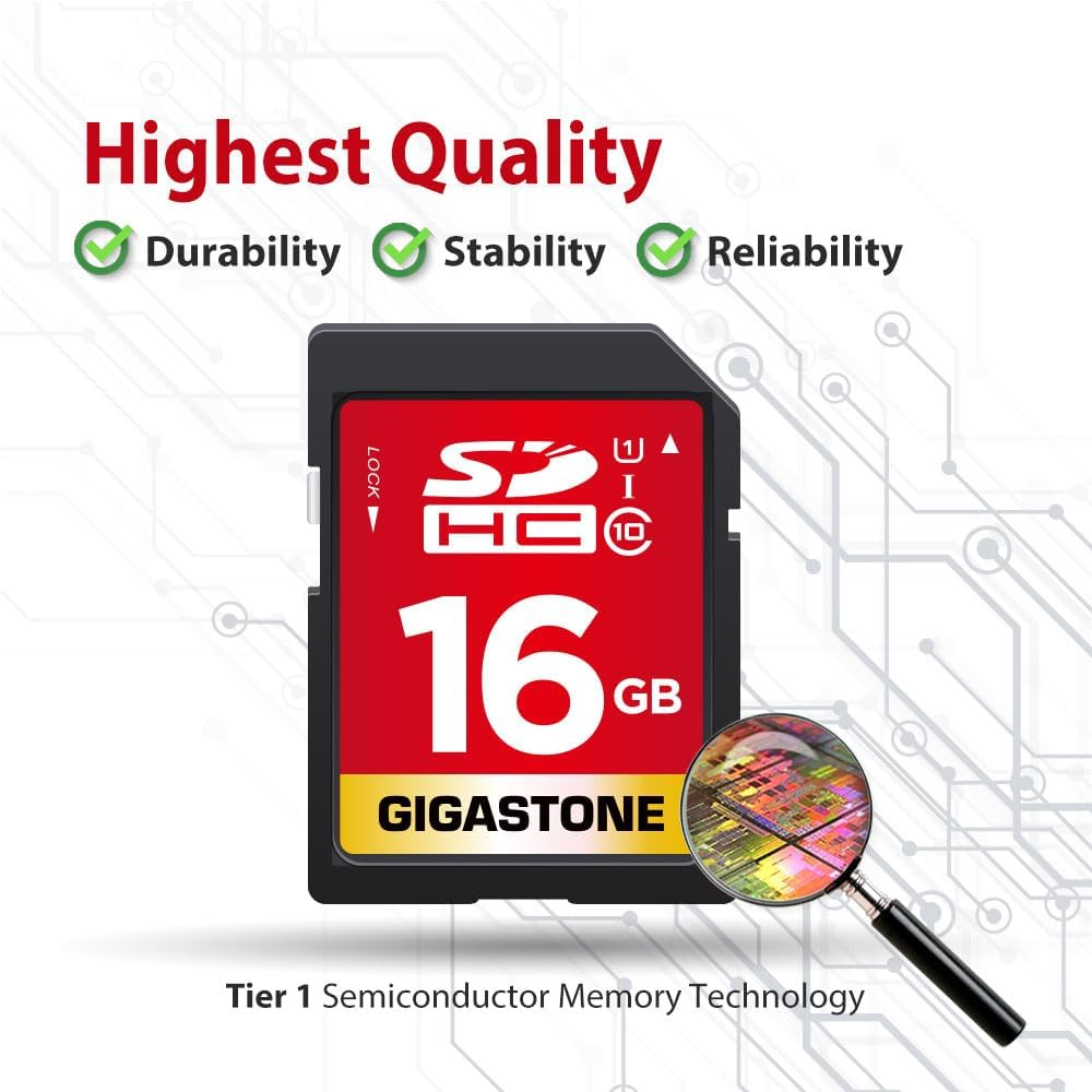 Gigastone 16GB 10-Pack SD Card UHS-I U1 Class 10 SDHC Memory Card High-Speed Full HD Video Canon Nikon Sony Pentax Kodak Olympus Panasonic Digital Camera, with 10 Mini Cases image number 6