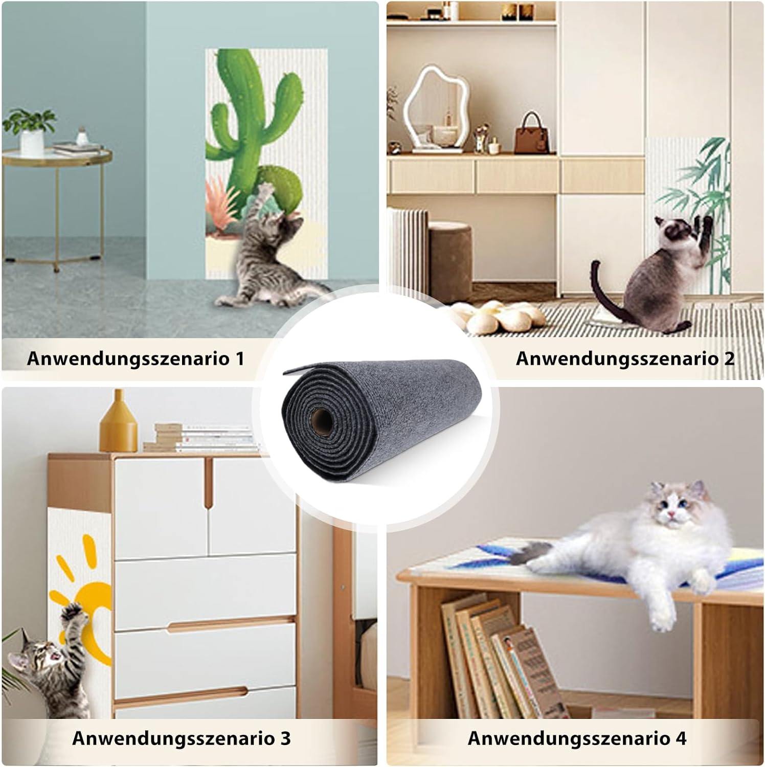 Self-Adhesive Cat Scratching Board Wall 200 X 40 Cm Cat Scratching Mat, Cat Scratching Mat, Cat Scratching Boards, Scratching Corner for Cats, Light Grey image number 1
