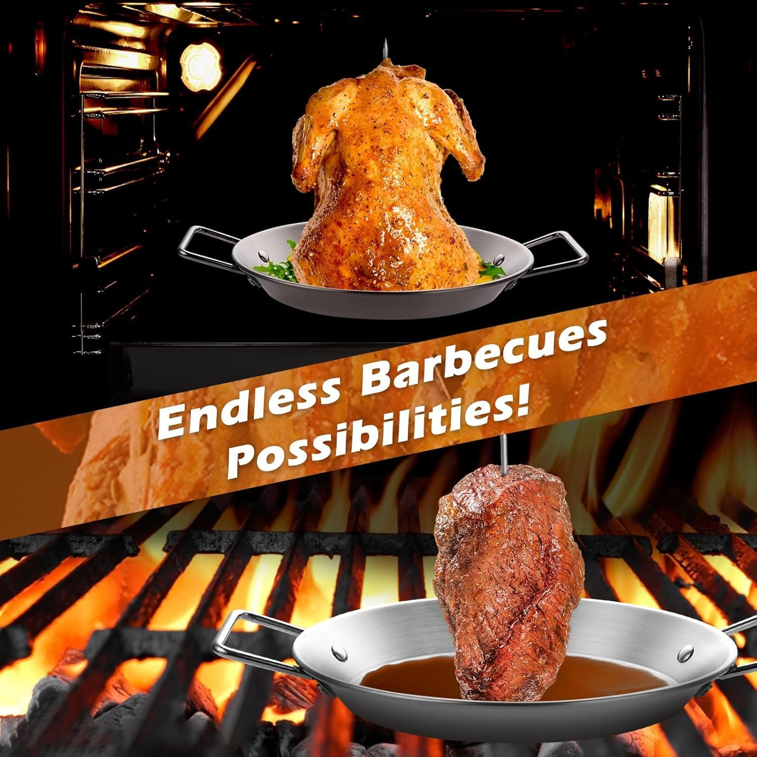 Pastor Skewer for Grill, Thickened Stainless Steel Vertical Skewer Stand for Tacos Al Pastor, Shawarma, Kebabs with 3 Removable Barbecue Skewers (8", 10" & 12") Fit for Smoker, Grill, Oven image number 5