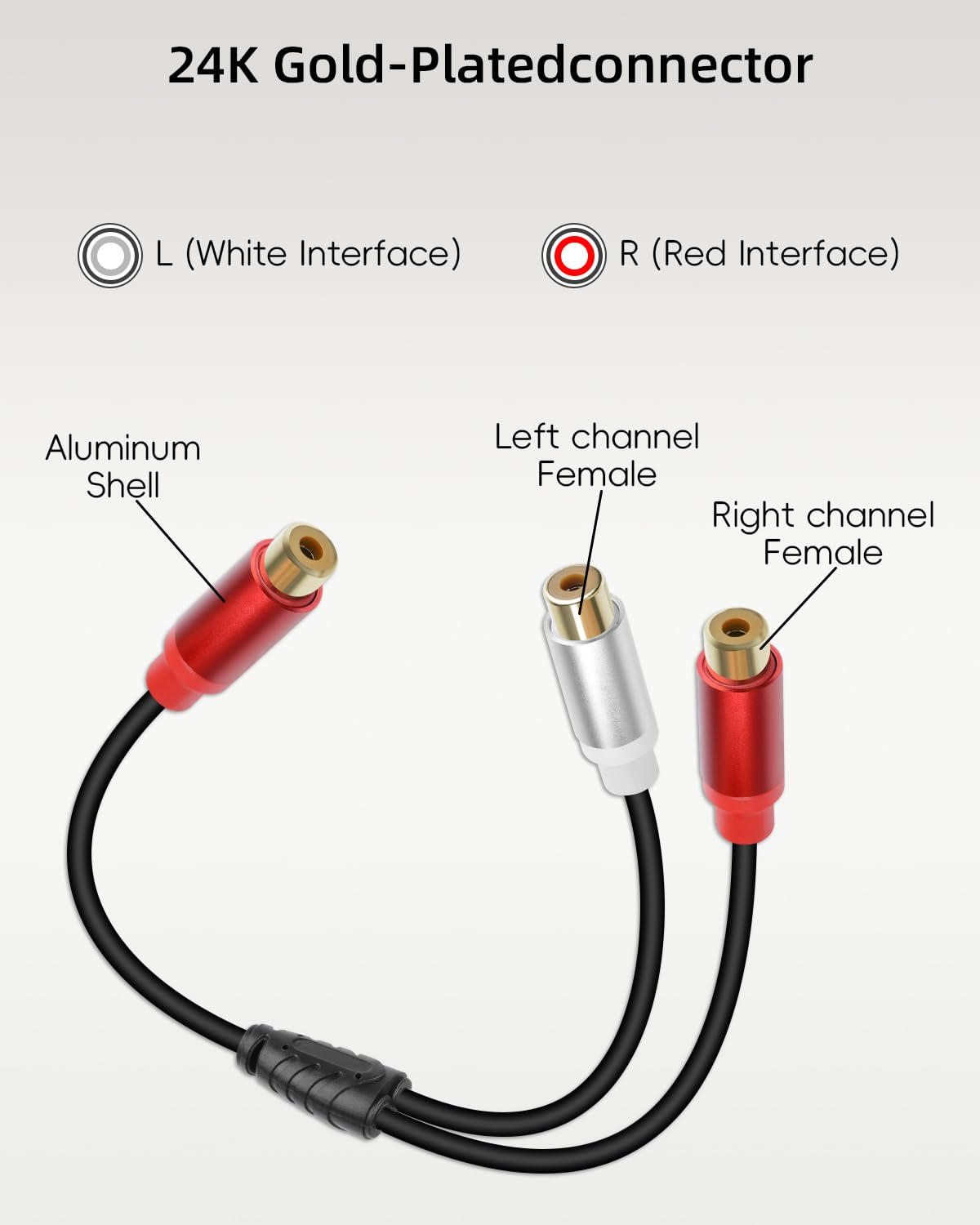 RIIEYOCA RCA Cable 1RCA to 2RCA Stereo Audio Cables, RCA Stereo Cable for Home Theater, HDTV, Amplifiers, Hi-Fi Systems, Car Audio, Speakers, 0.3M/1FT (1F to 2F) image number 5