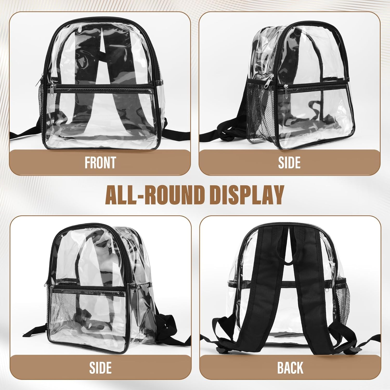 Supcomsta Clear Backpack Large &ndash; 12"X11.5"X6" Heavy-Duty Pvc,Waterproof,Stadium Approved Bag with Adjustable Straps &ndash; Ideal for School,Work,Travel,Concerts