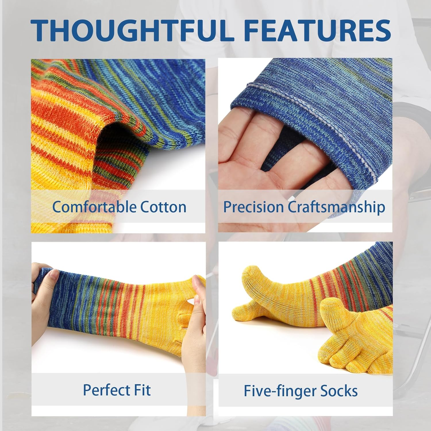 Tikmox Toe Socks for Women Ankle/Crew Running Socks Cotton Five Finger Socks(3-6 Pairs) image number 3