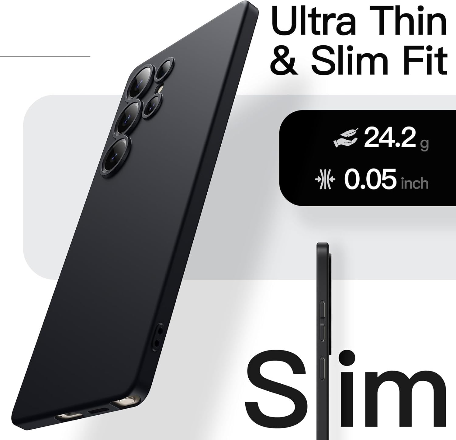 Jetech Slim Case for Samsung Galaxy S25 Ultra 5G with Camera Lens Full Protection, Ultra-Thin Lightweight Matte Finish Minimalist Protective Phone Cover (Titanium Black) image number 6