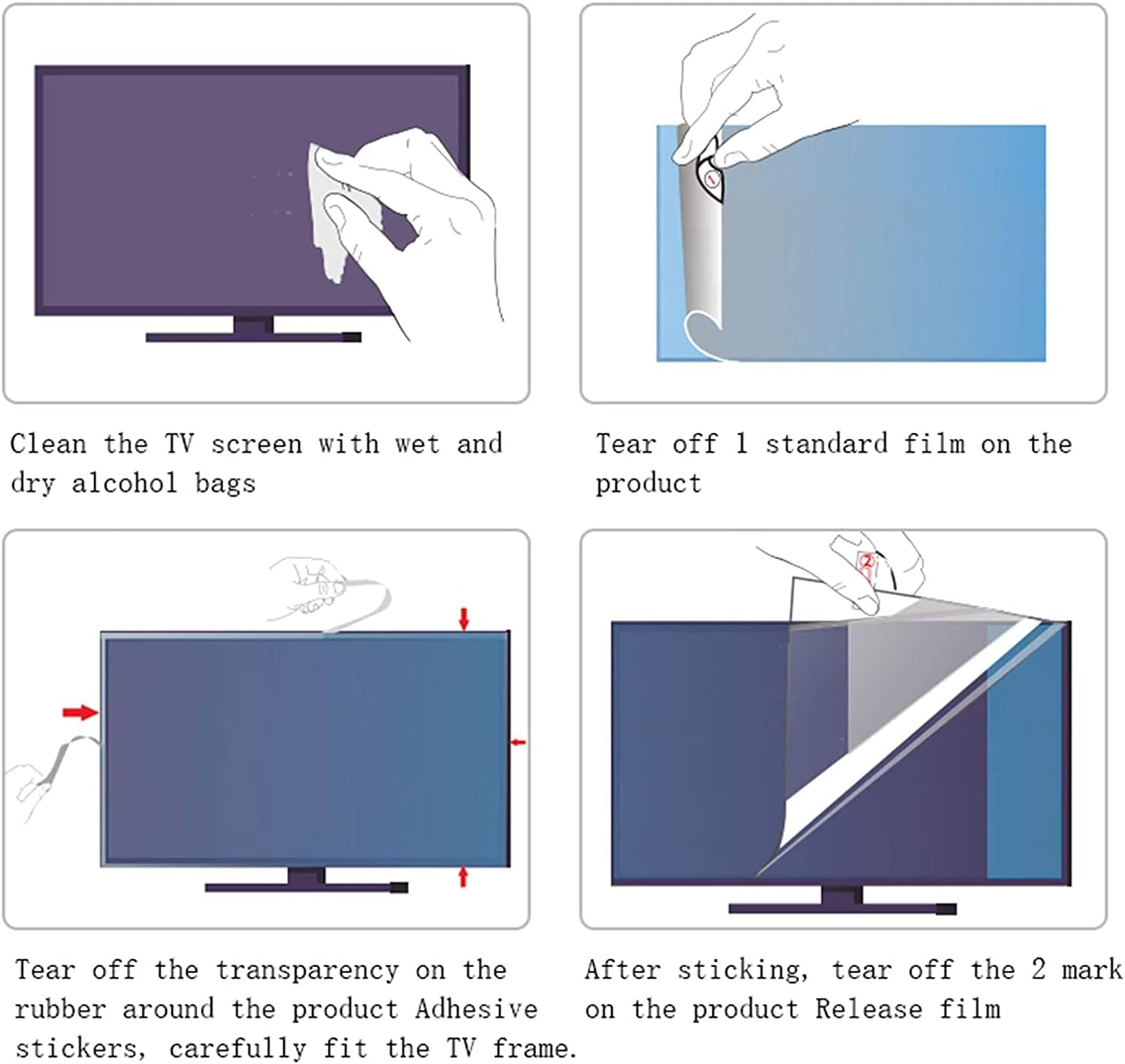 Anti Glare Film for LCD QLED Tv, 32-75 Inch TV Screen Protector Blue Light Filter,Shielding UV and Radiation Monitor Filter,Matte Gloss Finish,40" 886 * 498 image number 4