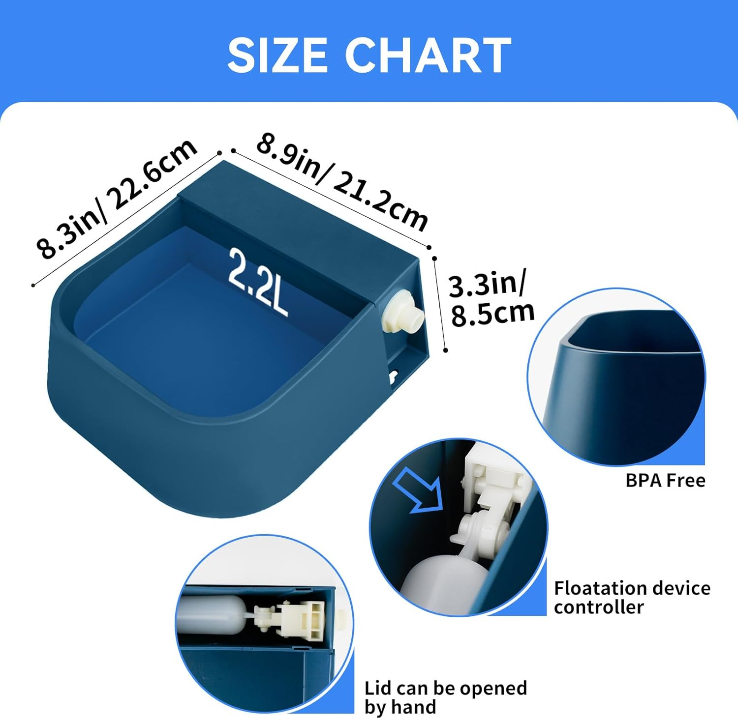 Enjoying Dog Automatic Waterer Bowl 2L Outdoor/Indoor Auto Pet Water Dispenser Float Valve Livestock Waterer for Dog Cat Chicken image number 5