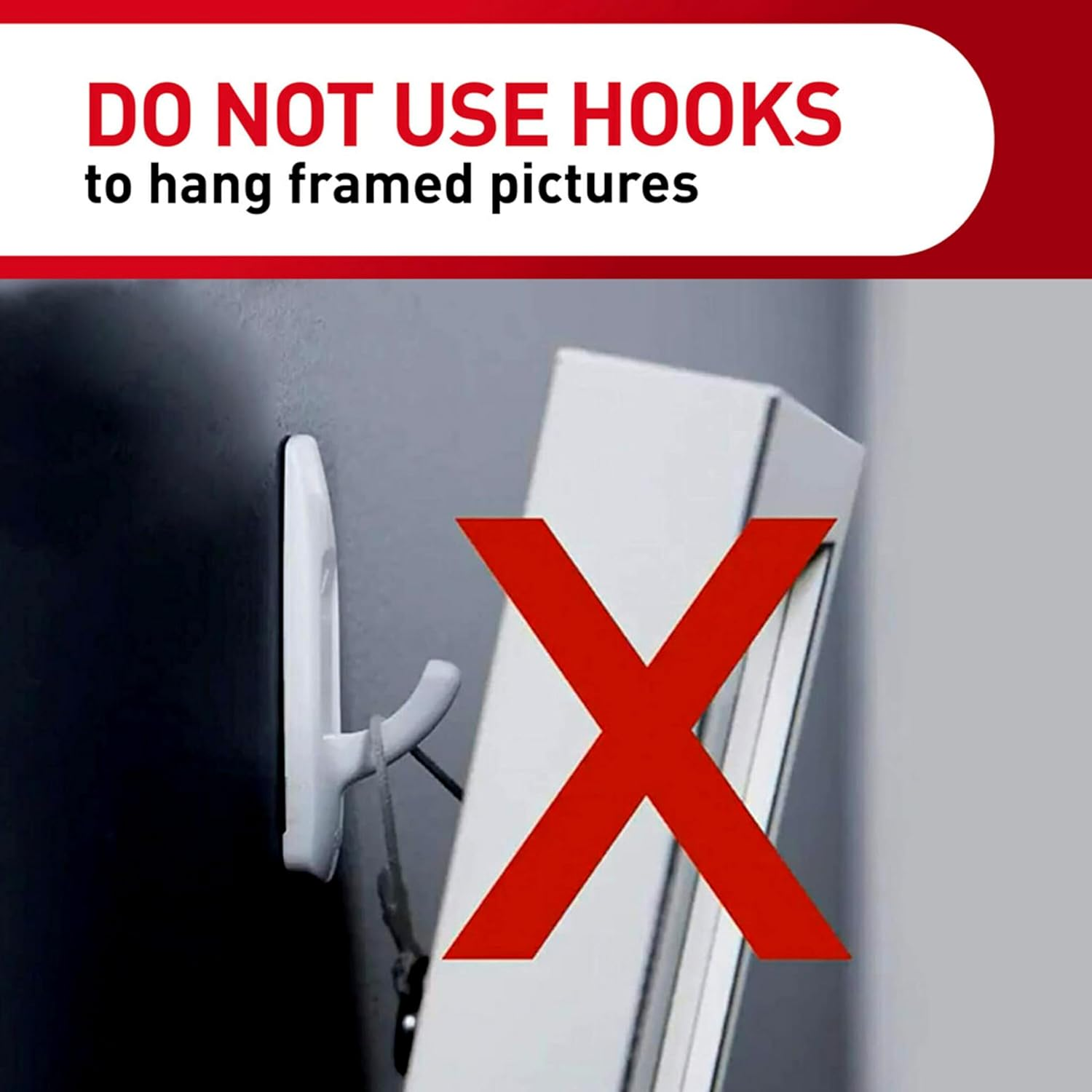 Command Large Utility Hooks, Damage Free Hanging Wall Hooks with Adhesive Strips, No Tools Wall Hooks for Hanging Decorations in Living Spaces, 7 White Hooks and 12 Command Strips image number 4