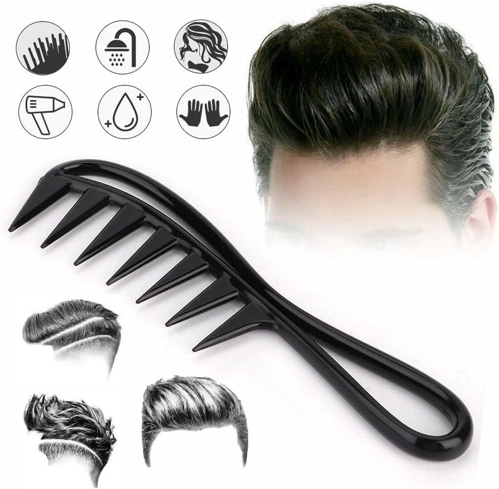 TSUOUKL 3 X Wide Tooth Comb, Dandruff Comb, Curling Comb, Wide Tooth Comb, Heat-Resistant Antistatic Hair Combs for Men and Women, for Voluminous Curls and Damaged Hair