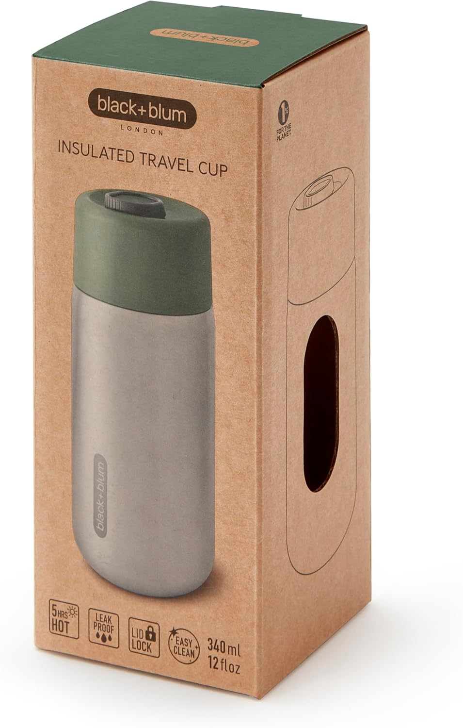 BLACK + BLUM Insulated Travel Cup, Olive, 340 Ml Capacity image number 6