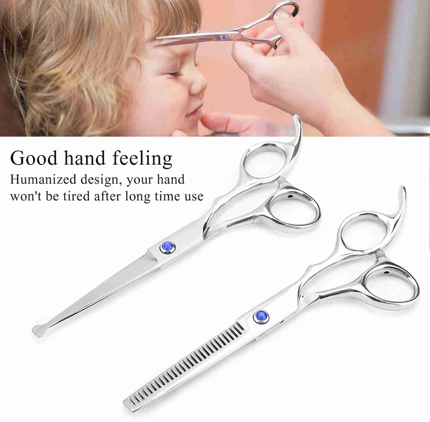 Watris Veiyi Pack of 2 Hair Cutting Scissors, Hairdressing Scissors, Stainless Steel Hair Scissors for Cutting or Thinning Hair image number 3