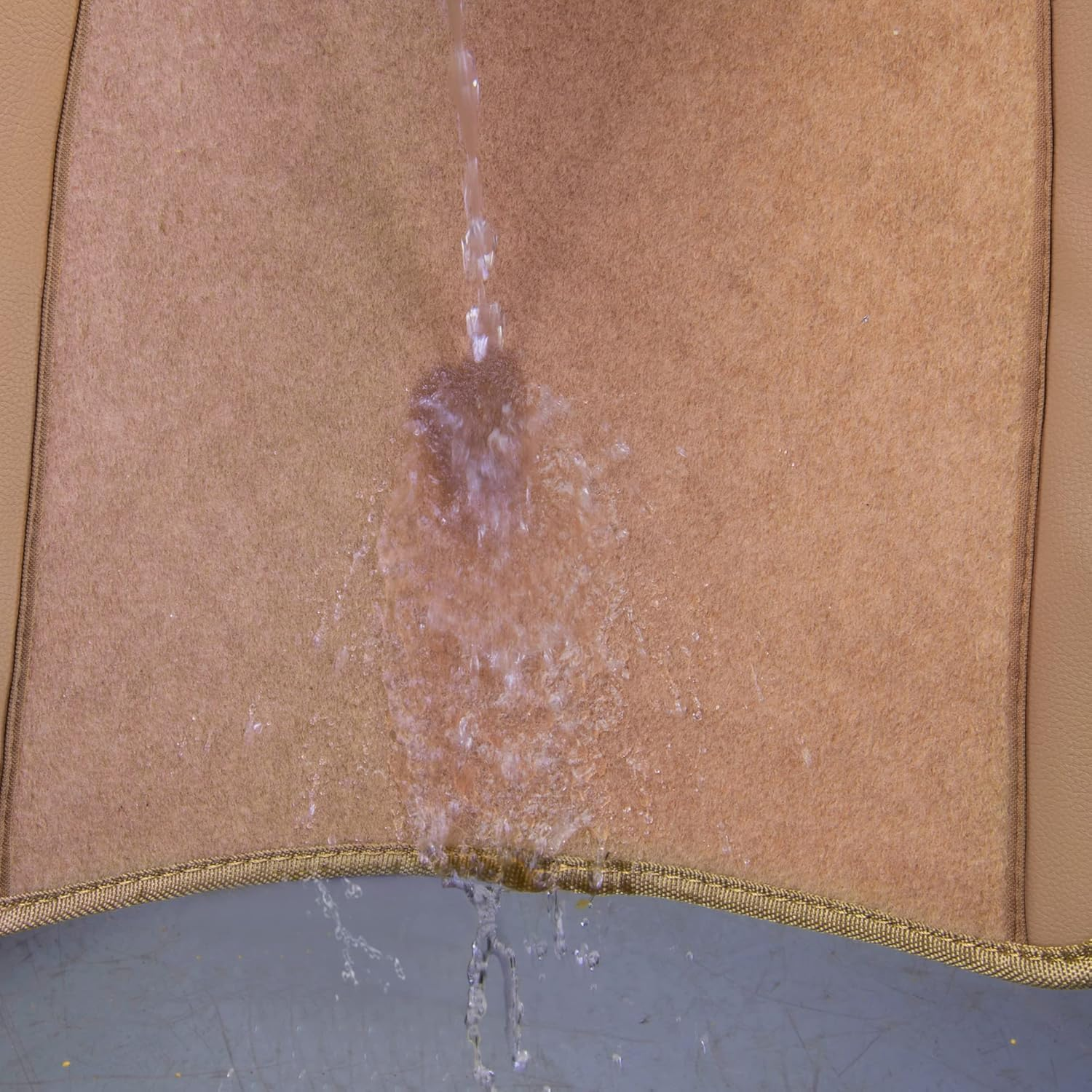 Flying Banner Waterproof Car Floor Mat, Universal Fit Car Mats with Driver Heel Pad, Leather Car Carpet, Anti-Slip Nibbed Backing (All Beige)