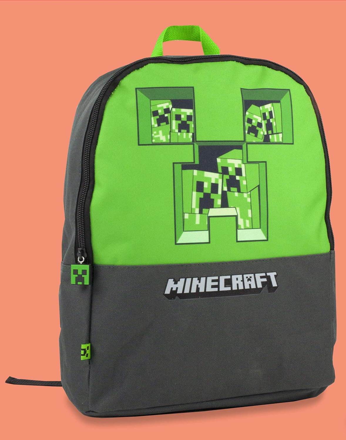 Minecraft Backpack Kids Pixel Creeper Breakthrough Grey School Bag One Size image number 5