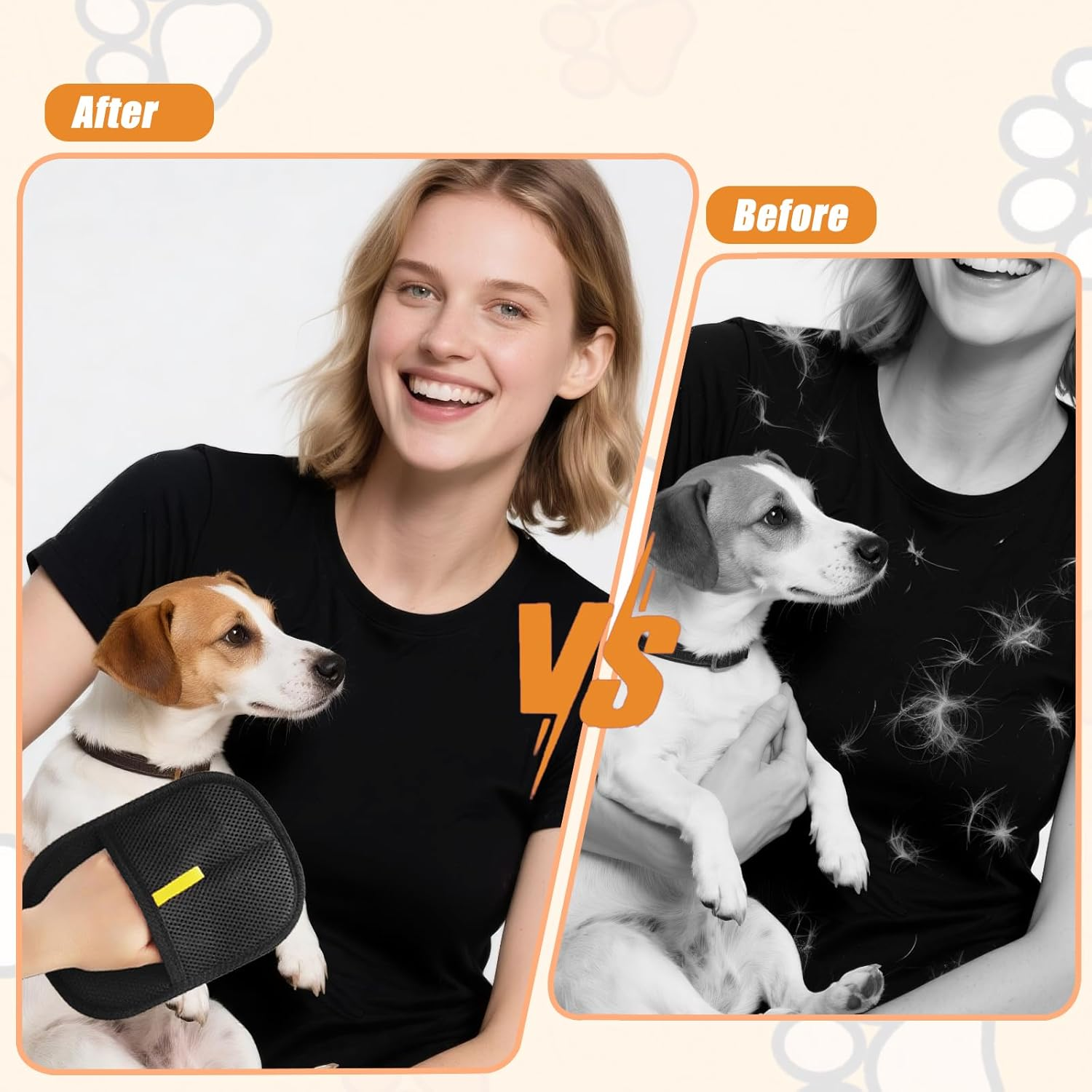 Ouqiesli Pet Grooming Gloves - Hair Removal Cleaning Mitt for Cats & Dogs (3Pcs) image number 2