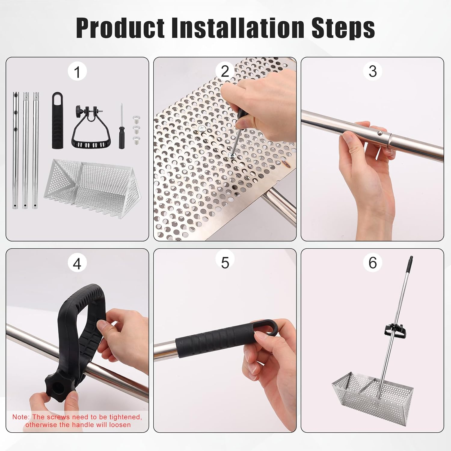 PEUTIER Sand Rake, Durable Beach Rake with Sharp Teeth, Wide Basket, Easy to Install, Practical Tools for Finding Sand Fleas, Etc. image number 3