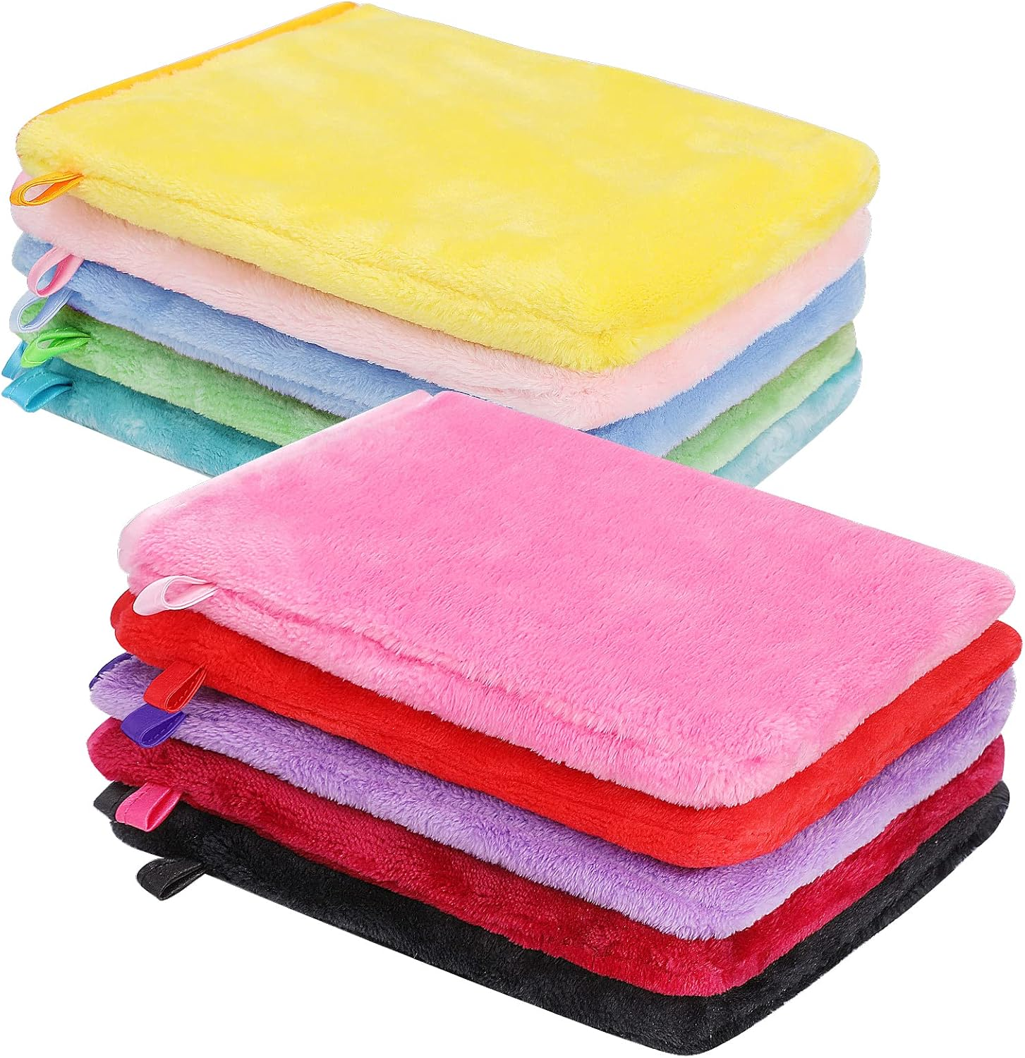 PHOGARY 10 PCS Microfiber Body Wash Mitts, Flannel Soft Face Mitten, Bath Spa Cloth, Reusable Makeup Remover Mitt Gloves, European Style Wash Cloth,6&times;8Inch, 5 Colors