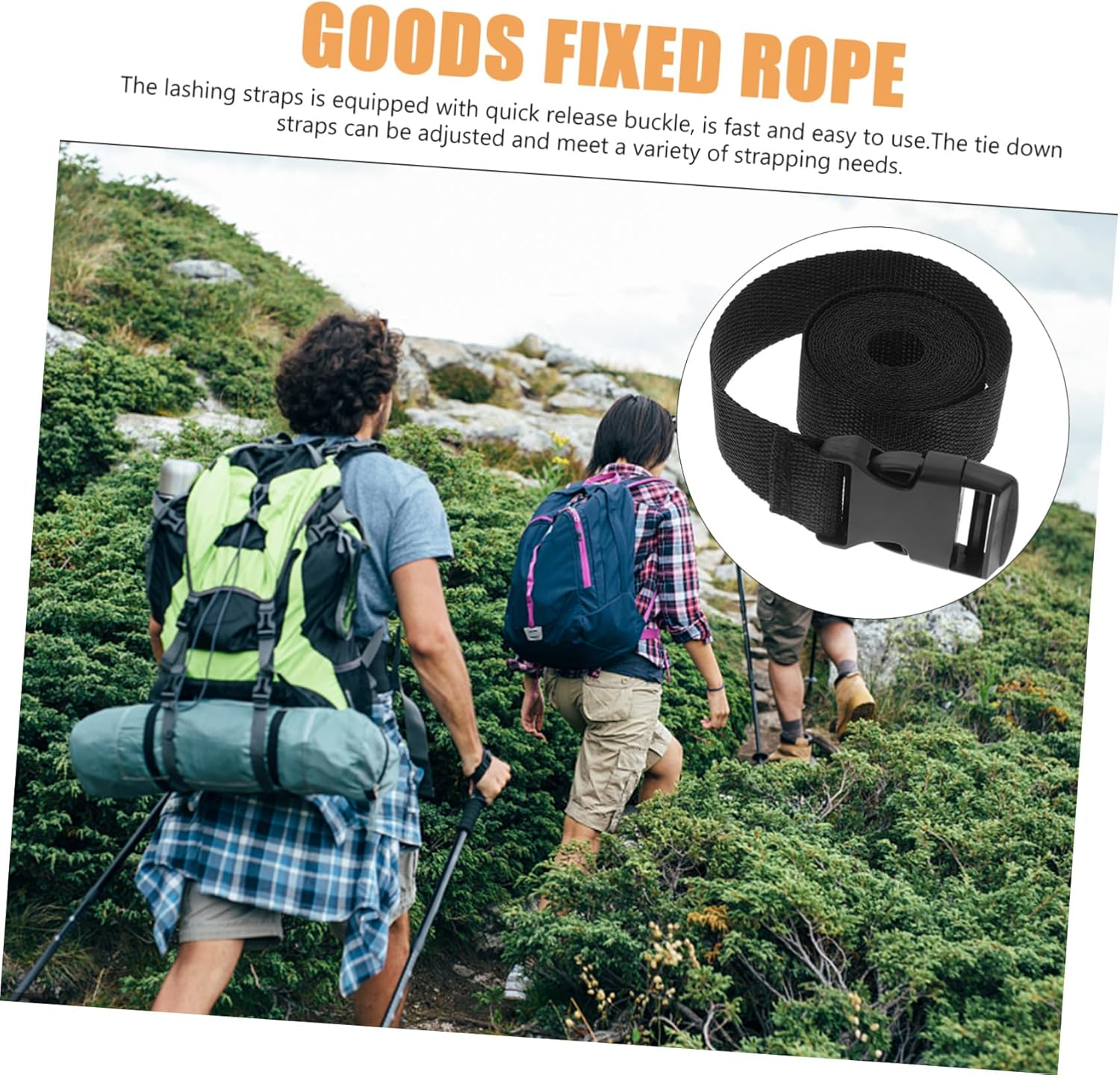 FELTECHELECTR 4Pcs Adjustable Utility Straps with Quick-Release Buckle Wide Tie down for Luggage Packing Backpack Camping Gear Mattress Securing Moving and Travel image number 2