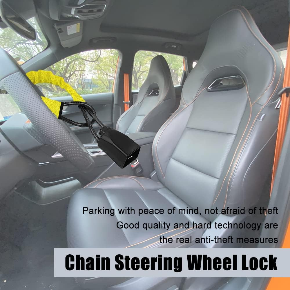 ASUBHA Steering Wheel Lock, anti Theft Car Device, Seat Belt Lock, Universal Fit for Most Vehicles, Suvs