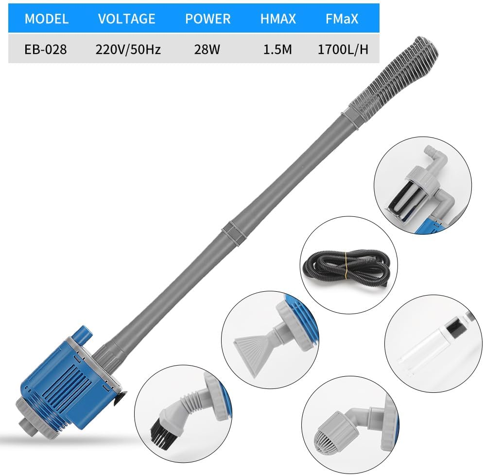 28W Aquarium Gravel Cleaner - Electric Automatic Removable Vacuum Water Changer Sand Algae Cleaner Filter Changer image number 6