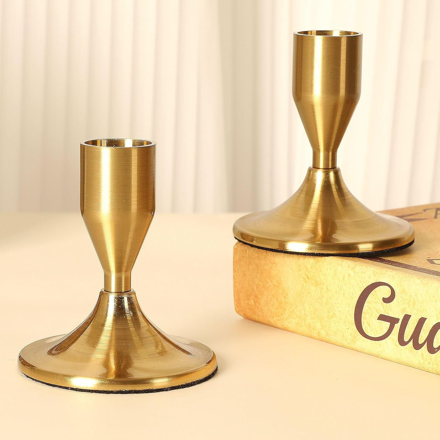 Candlestick Holder Metal, 2Pcs Gold Candle Stick Holder for Table Centerpiece, Wedding Reception, Festive Christmas Mantel Decoration or Home Decor image number 5