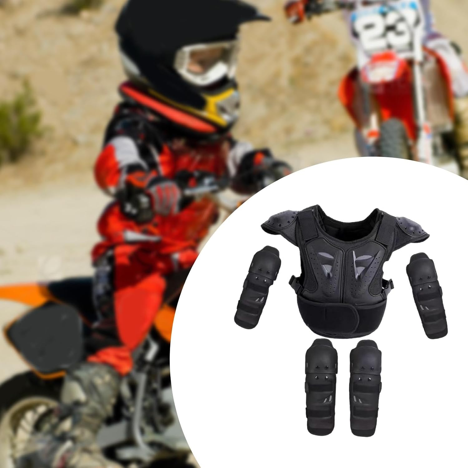 Dirt Bike Gear, Kids Motorcycle Full Body Armor Suit Riding Protective Chest Spine Back Protector for Skiing Motocross image number 1