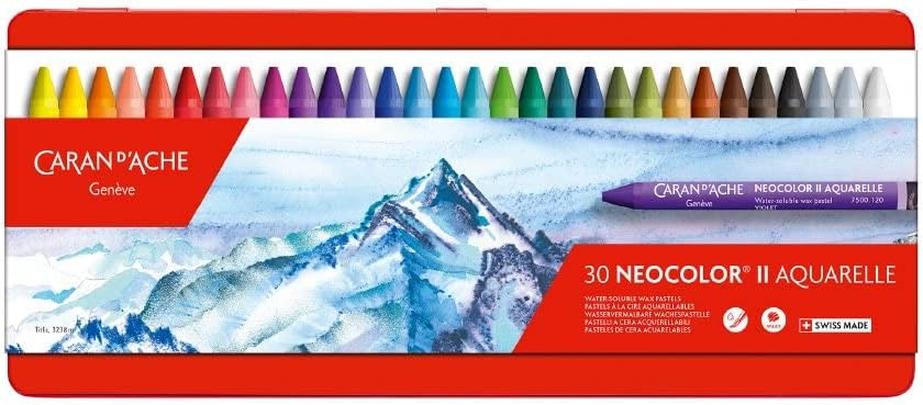 Caran D'Ache Classic Neocolor II Water-Soluble Pastels, 15 Colors