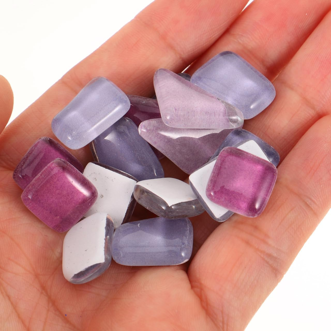 PRETYZOOM 1 Pack Irregular Mosaic Pieces, Glass Mosaic Pieces for DIY Art Crafts, Crystal Tiles for Decoration, Mixed Purple Colors and Shapes