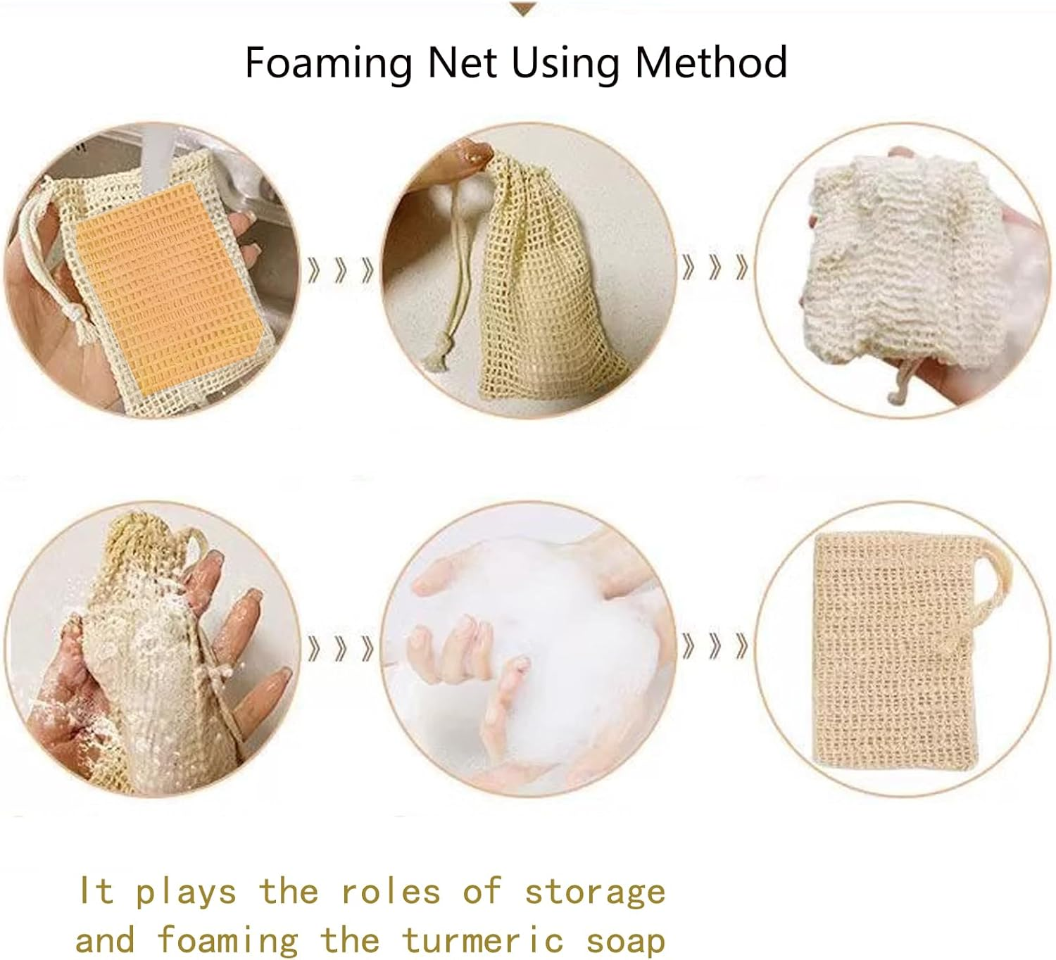 3PCS Turmeric and Kojic Acid Soap with Handmade Soap Bubble Mesh Bag,Honey Glow Lemon Turmeric Kojic Acid Soap Bar for Face and Body with Vitamin C image number 6