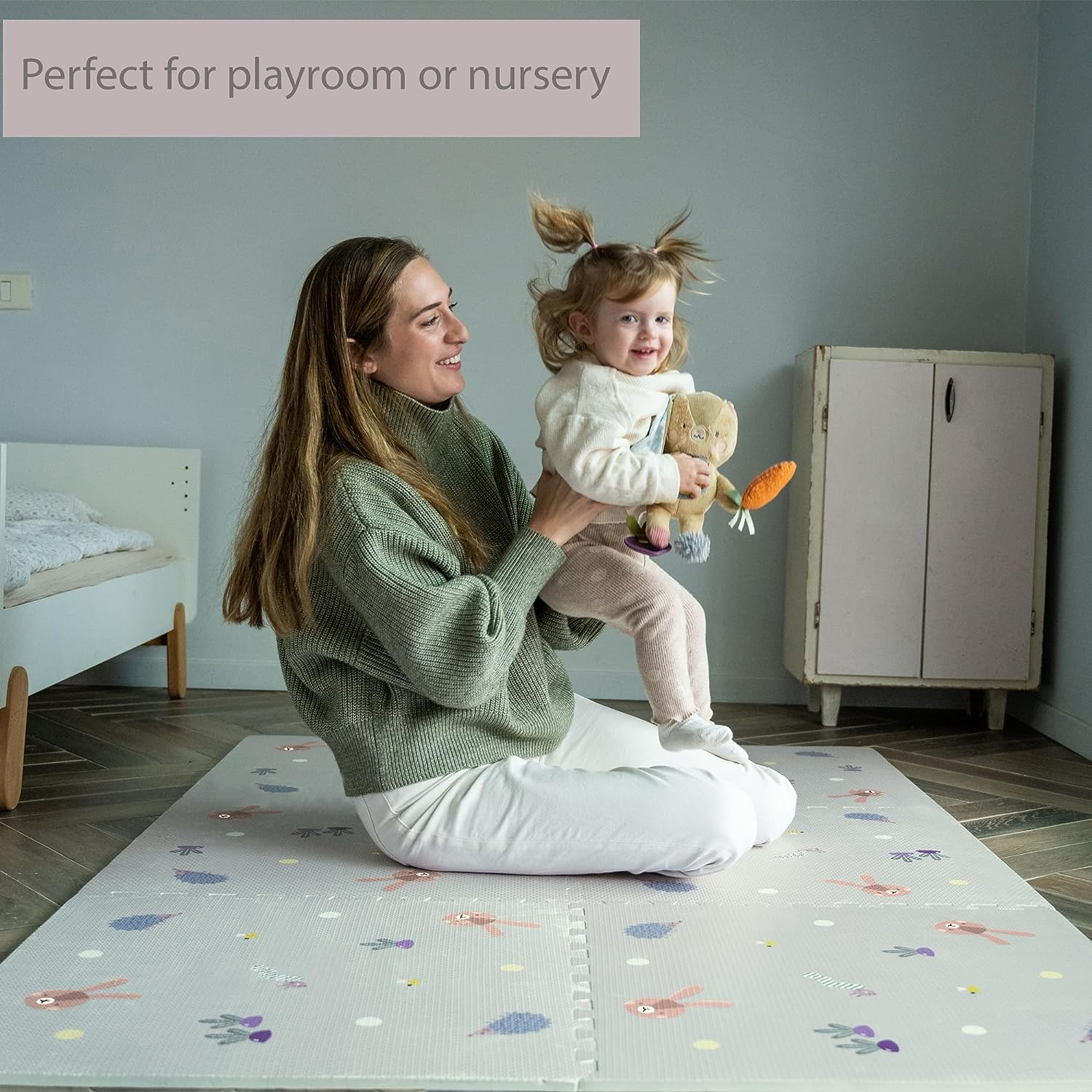 Taf Toys Soft Puzzle Mat - Play Pen Tummy Time and Crawling Mat for Baby with Interlocking Floor Tiles, 180X120 Cm Puzzle Floor for Infants and Toddlers (X-Large) image number 2