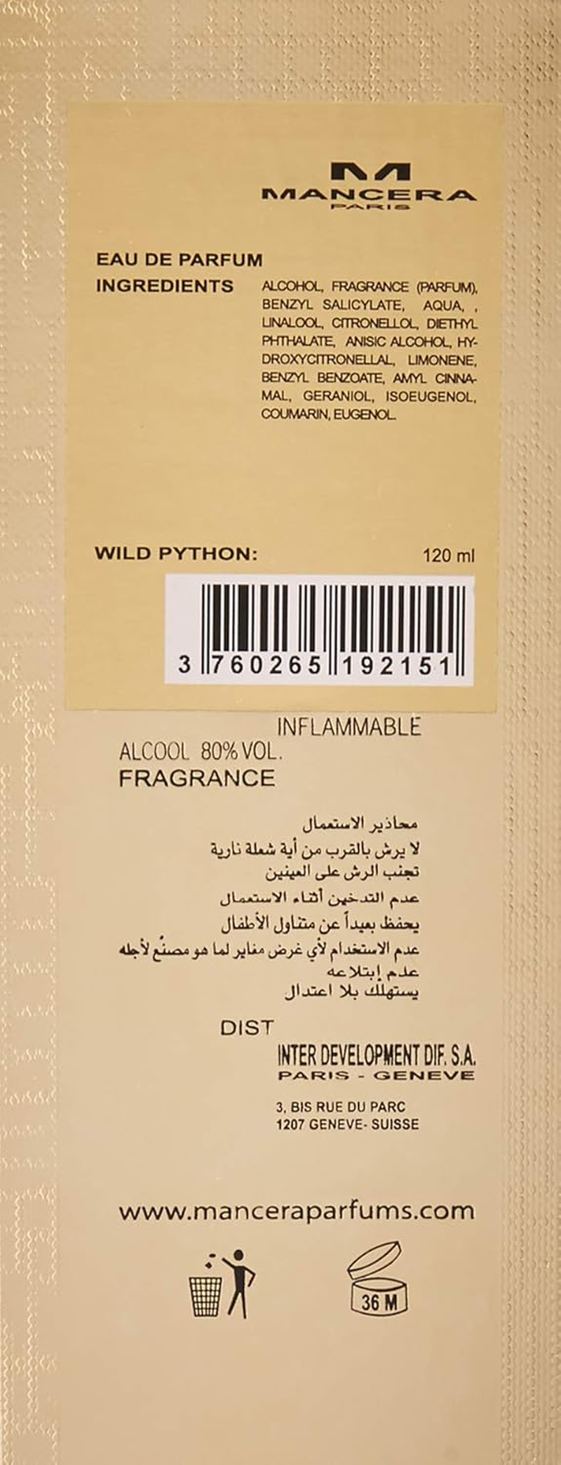 Mancera Wild Python Eau De Parfum Spray for Women 120 Ml image number 4