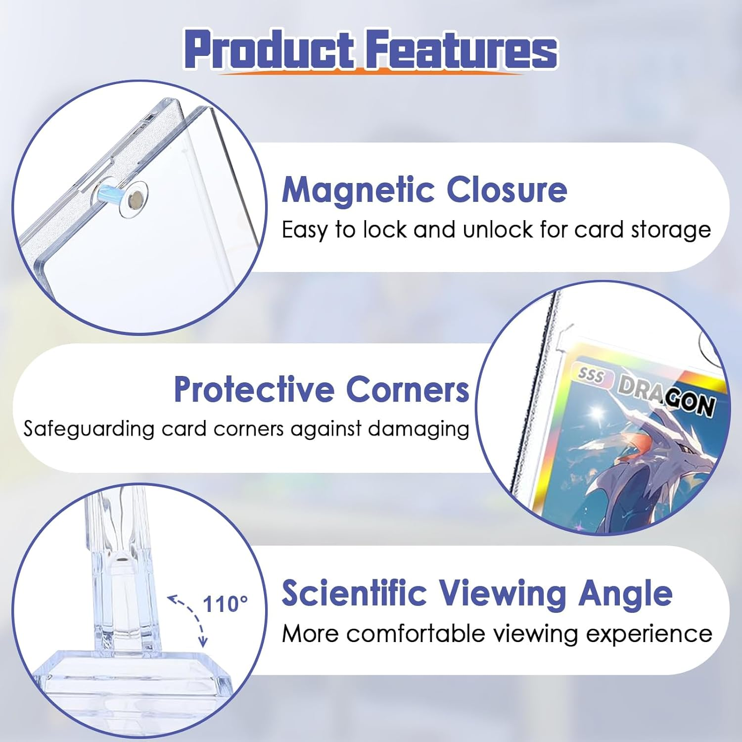 Cyperever 12 Pack Magnetic Card Holders for Trading Cards, 35Pt Acrylic Card Display Stand Hard Plastic Card Sleeves for Baseball Card Sports Cards, Game Cards, Standard Cards Storage and Display image number 2