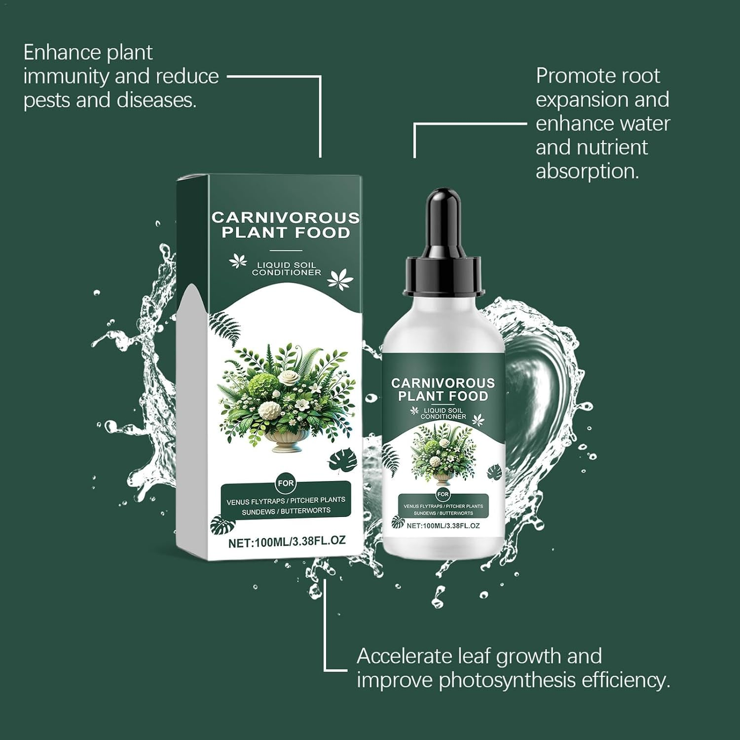 Carnivorous Plants Liquid Fertilizer, 100Ml Plant Fertilizer, Venus Fly Trap Plant Food, Plant Food Indoor House Plant, Tropical Plant Fertilizer, Tropical Plant Fertilizer Drops for Venus Flytraps image number 6