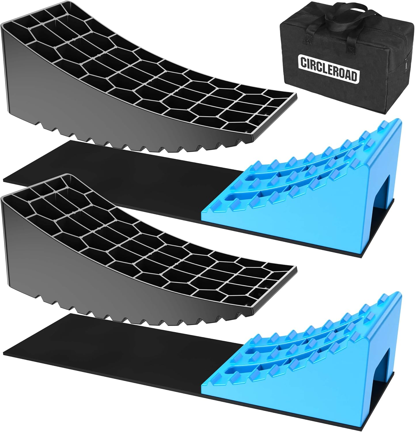 Circlrroad RV Levelers, Heavy Duty RV Ramps for Leveling, Camper Wheel Levelers, Trailer Leveling up to 35,000 Lbs with Rubber Anti-Skid Pads and Storage Carrying Bag image number 5