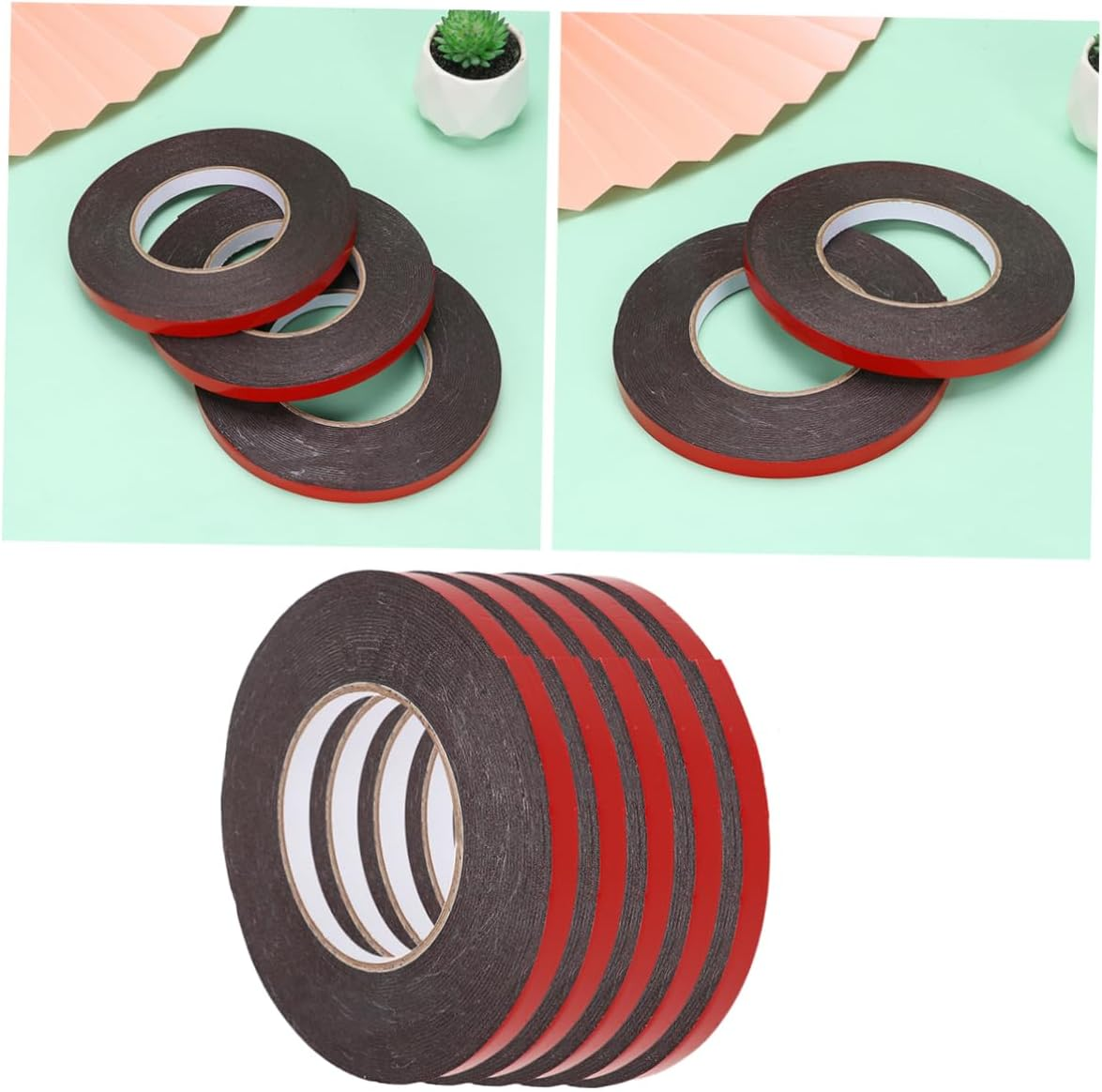 TEHAUX PE Double-Sided Adhesive Tape Red Car Trim Strip Weatherproof Seal Strip for Automotive and Wall Safe Decorative Use 10Mm X 10M 1.0Mm Thick