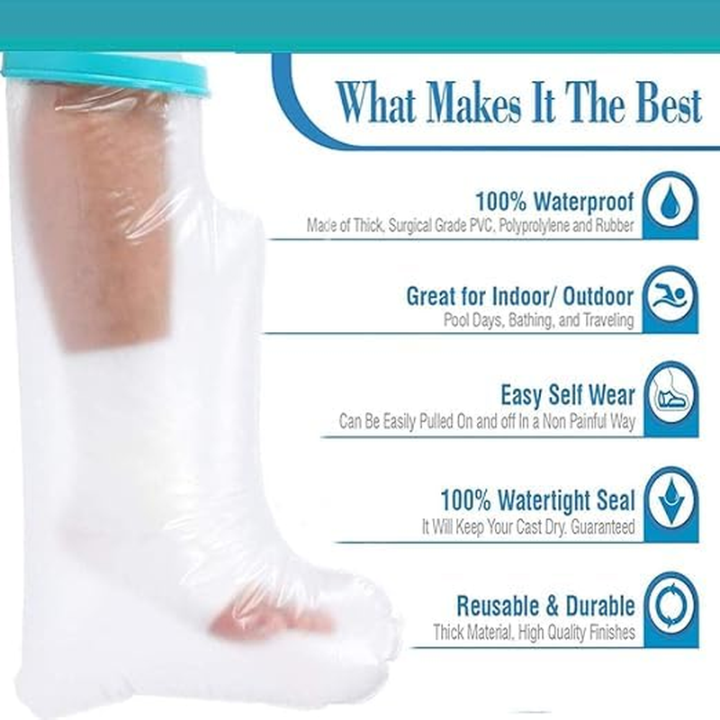 Waterproof Cast Cover for Shower Leg Adult, Reusable Cast Protector Bag for Foot, Leg Cover for Showering after Surgery, Watertight Seal to Keep Bandage Dry(210Mm*445Mm*760Mm)