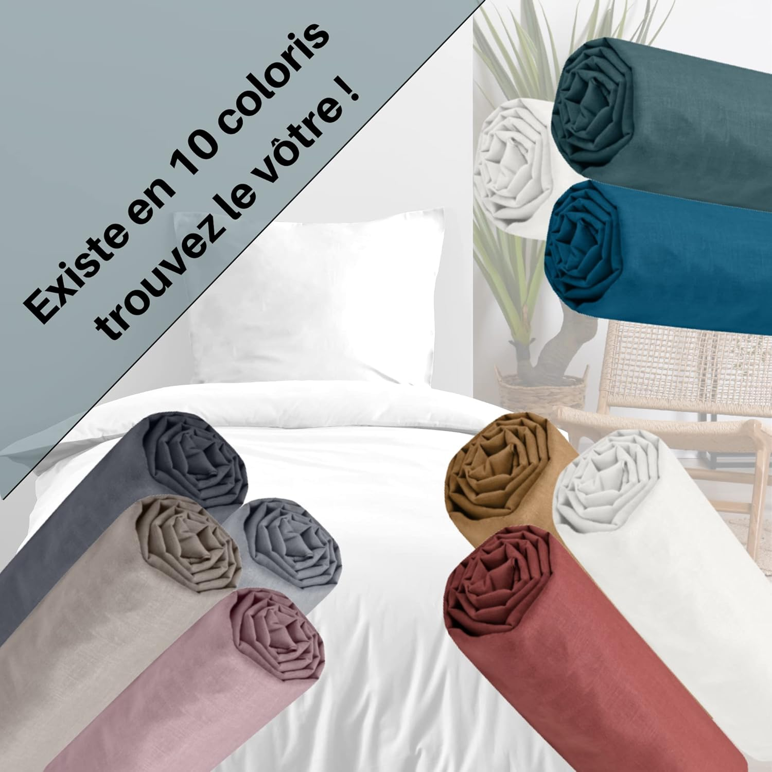 STOF - Fitted Sheet - Size 160 X 200 Cm - Large 30 Cm - 100% Oeko-Tex Certified Cotton - Eucalyptus - Eden Model - Bed Linen for the Home - Soft and Comfortable for a Cosy Nest image number 5