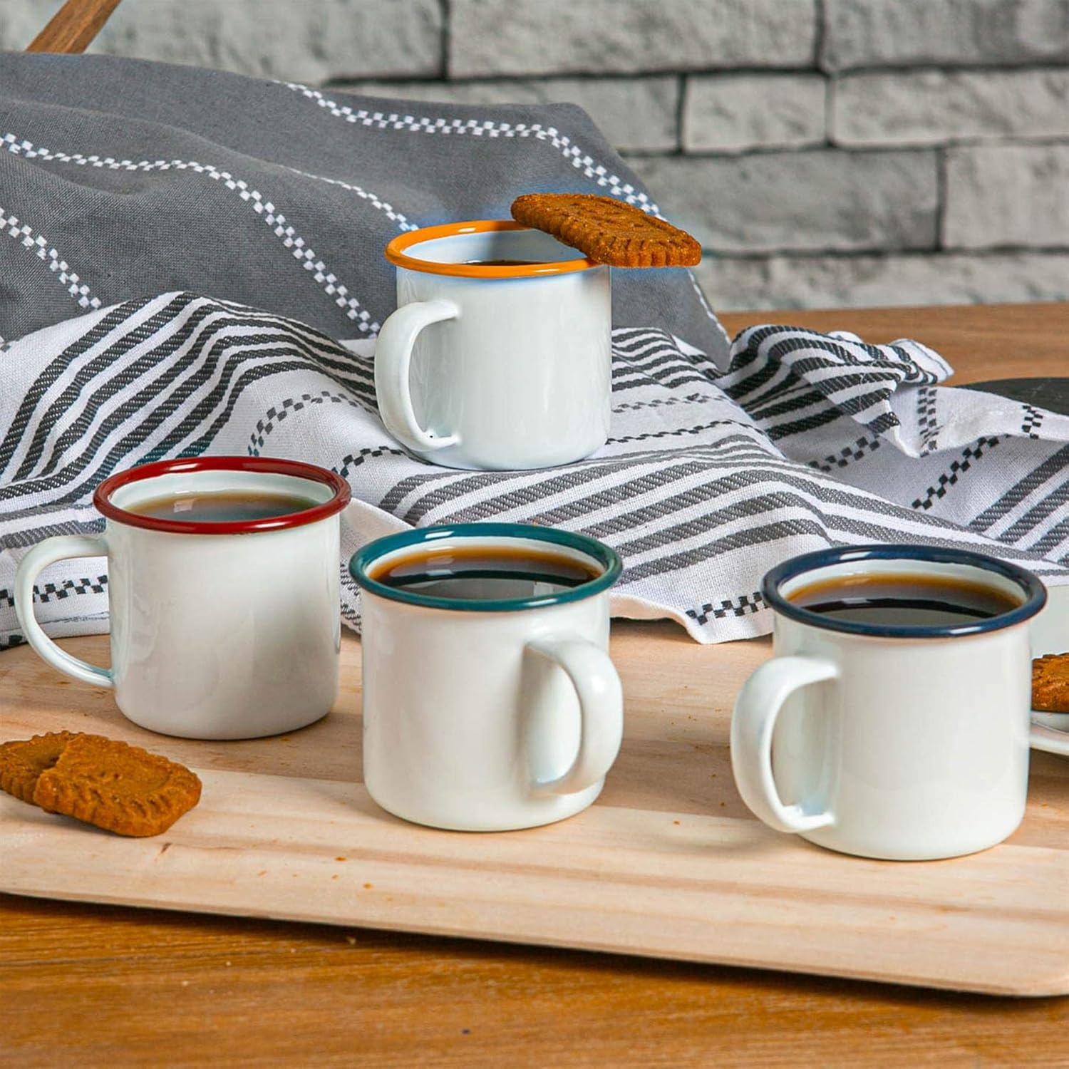 Argon Tableware Espresso Cups - 130Ml - Pack of 6 - Red Small Metal Insulated Coffee Mugs Lightweight Camping Cups for Drinking Tea, Hot Chocolate, Coffee - Black image number 5