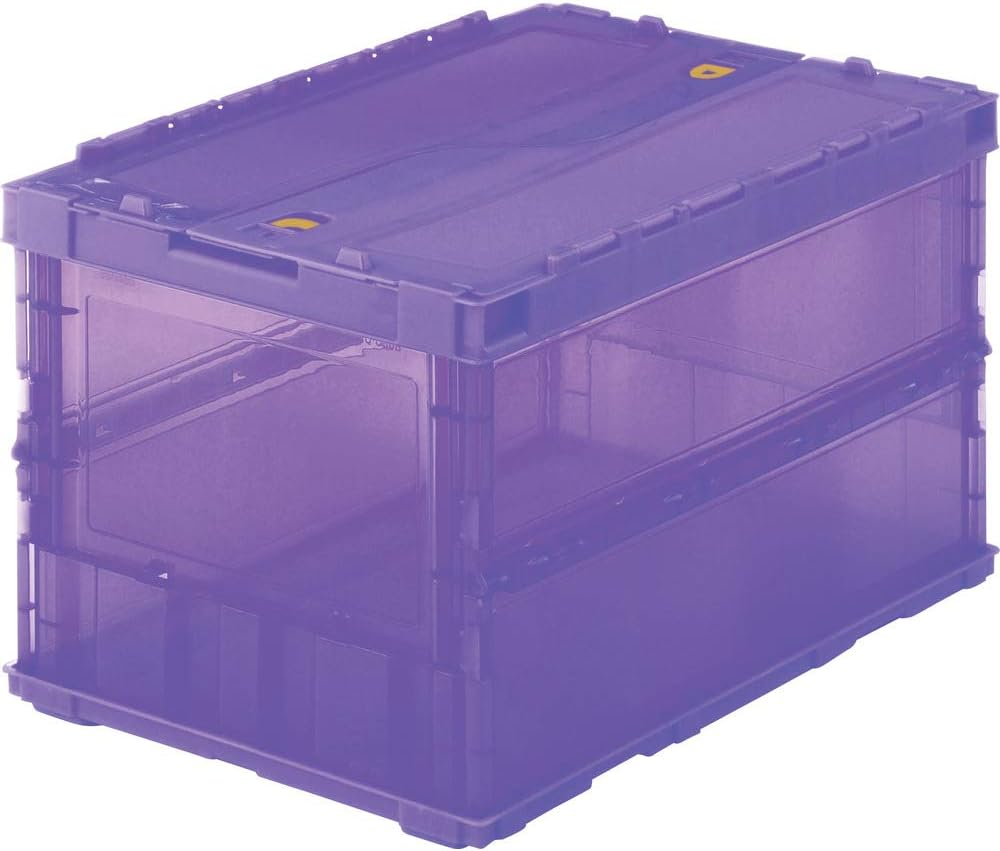 TRUSCO TR-C20B-DB Thin Folding Container, 6.1 Gal (20 L) with Locking Lid, Dark Blue TR-C20B-DB Storage Box image number 4