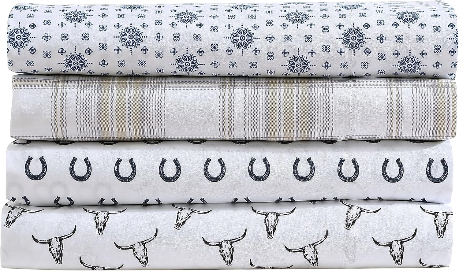 Wrangler- Queen Sheet Set, Silky & Lightweight Bedding Set, Casual Home D&eacute;cor (Horseshoe Dots Navy, Queen) image number 5