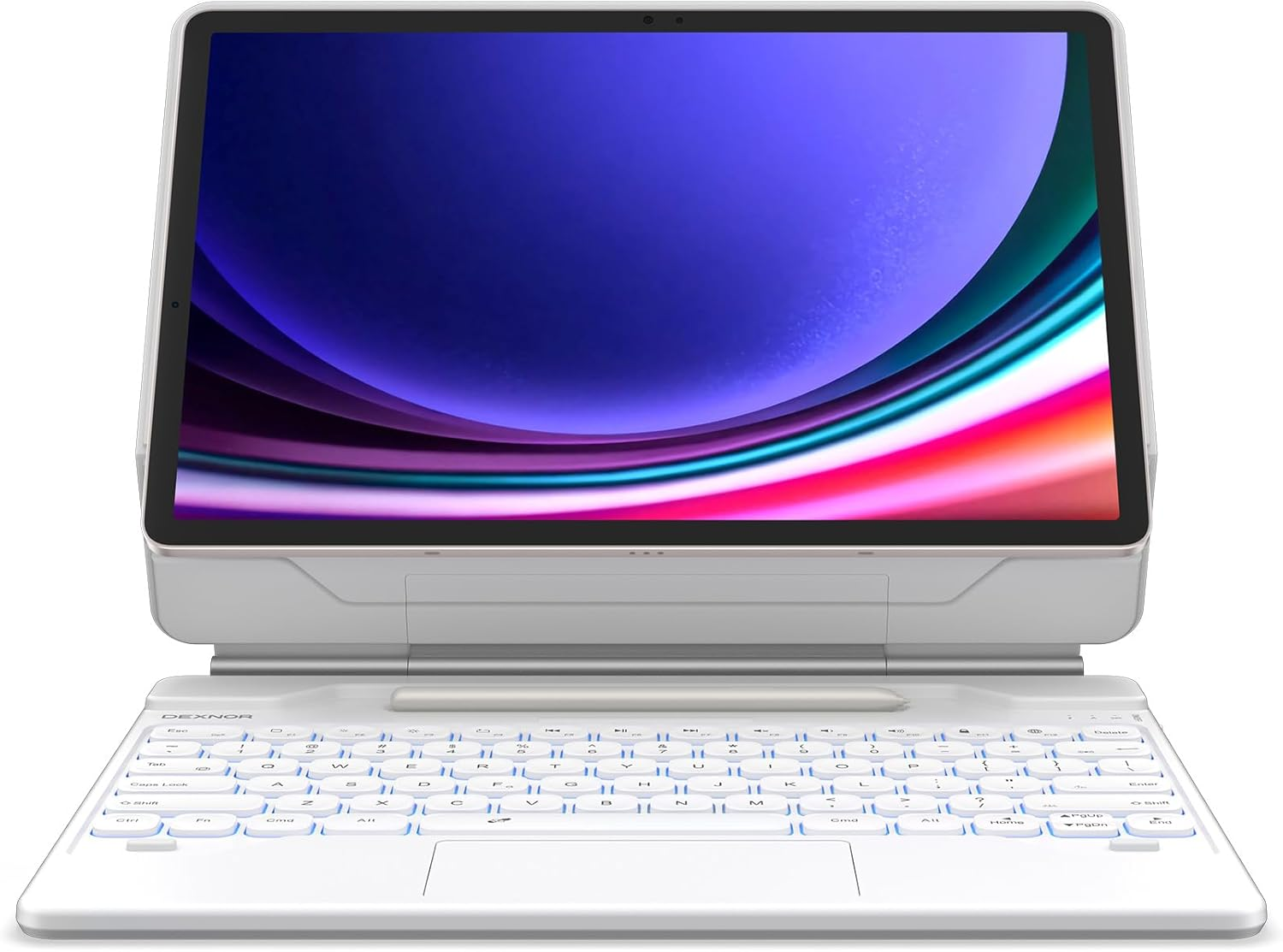 Dexnor for Samsung Galaxy Tab S10+ Plus/S9+ Plus/S9 FE+ Plus/S8+ Plus/S7+ Plus/S7 FE Case with Keyboard Floating Cantilever Magnetic Stand Trackpad Backlit Keyboard Case with S Pen Holder - White image number 6